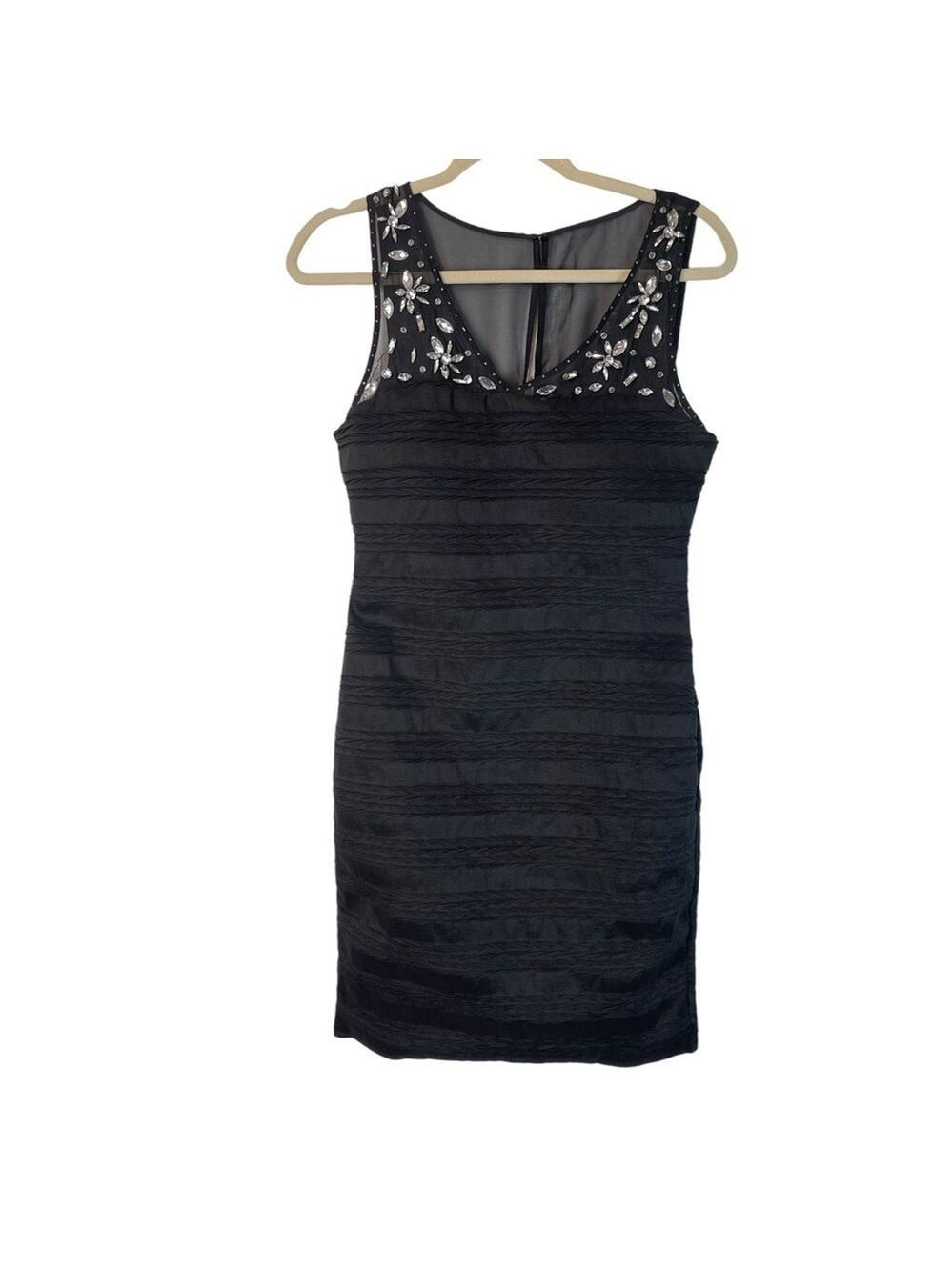 Romeo & Juliet Couture Cocktail Dress Size Medium Embossed Sheer Jewels Glamour